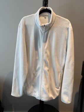 Uniqlo Men's White Full-Zip Fleece Jacket